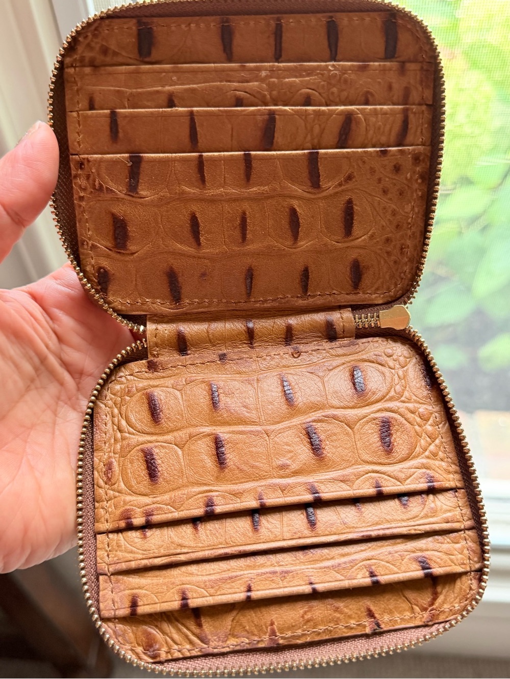 Brahmin Tan Chestnut Croc-Embossed Leather Zip Wallet - Picture 5 of 5